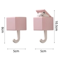 Pink gravity sensor cat hook showing closed and open positions with white kitten head - Retractable Hook - Pink Cat (Boxed)