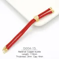 Detailed view of 3mm red braided rope with 18k gold-plated copper sliders and end caps - Red