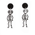Handgeschilderde Halloween schedel oorbellen van acryl in zwart-wit voor heren en dames - Schedel