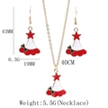 Conjunto de joyas navideñas con collar y pendientes mostrando dimensiones en dorado - Conjunto de Collar y Pendientes de Estrella