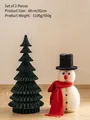 Green honeycomb paper Christmas tree and white snowman set for 2025 holiday decor - Set 10 (2pcs)