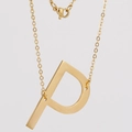 18K gold plated stainless steel necklace featuring a polished letter P initial pendant - Gold Letter P (With Chain)