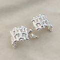 Elegante Ohrstecker aus gewebtem Metall in poliertem Silber-Finish für Damen - Silber