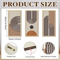 Boho 3-piece wooden wall art set with abstract geometric lines in rust and brown - Geometric Abstract Style (Y24Y51226_Q)