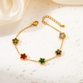 Gold vintage star bracelet for women with emerald and multi-color zircon stones - Multi-color Five-point Star (TYGB0018)