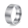 8mm Titanstahlring mit strukturierten silbernen Schraubrillen und polierter Innenseite - US 6 / Silber