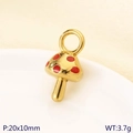Pendentif champignon émaillé rouge en acier inoxydable plaqué or 18K, 20x10mm - Champignon Doré à Pois Rouges (KLJ10209-ZLA)