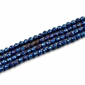 Macro shot of 10mm faceted deep blue agate beads with natural stone texture for DIY jewelry - 10mm / Electroplated Blue