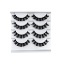 Set of four pairs of thick fluffy 3D faux mink false eyelashes in black color - 002 (4 Pairs White Tray)
