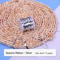 6mm silver sequin ribbon roll for gift wrapping and DIY crafts, 5 yards length - Silver Sequin Ribbon 6mm*5 Yards