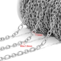 Polished silver stainless steel curb chain with 1.8mm wire and 7.5mm links for DIY jewelry - Steel Color (1.8mm Wire 7.5mm Wide 3:1 Patterned Cross Chain)