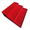 Three-tier red velvet ring display tray with multiple slots for jewelry storage - 3-Tier Bangle Tray / Red