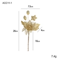 Glittering gold Christmas tree pick with star and leaves, 20cm height decorative branch - Christmas Flower Star
