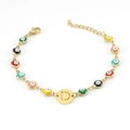 Bracelet en acier doré avec perles œil de protection et breloque lettre D - Lettre D