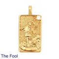 Gold plated tarot card pendant The Fool with sparkling cubic zirconia inlay - 4. The Fool