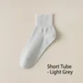 Women summer pure cotton short socks light grey breathable ankle socks casual wear new style. - One Size / Quarter / Light Gray