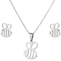 Set di gioielli ape in acciaio inossidabile argento con collana e orecchini minimalisti - Ape / Color Acciaio