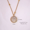 Collana in acciaio inossidabile placcato oro 14K con ciondolo tondo e zirconi brillanti - Cerchio con Zirconia Completa