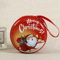 Cartoon Santa Claus Christmas tin coin purse with red zipper and hand strap - Christmas Style 1