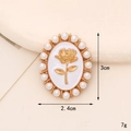 Vintage gold rose oval brooch with pearl trim and 3cm x 2.4cm size specifications - Drip Oil Artificial Pearl Rose White