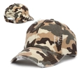 Distressed camo ponytail baseball cap with criss-cross elastic bands and vintage finish - Adjustable / Khaki Camouflage