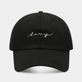 Casquette de baseball classique en coton noir avec broderie love et visière incurvée élégante - Réglable / Noir