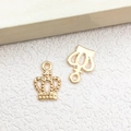Pair of golden crown alloy pendants with hollow details for DIY jewelry making - 1pc Hollow Crown Charm