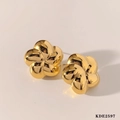 Minimalist golden 3D hollow flower earrings with high-polished finish for women - Gold 3D Hollow Flower Earrings (KDE2597)