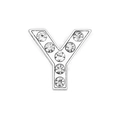 Shiny 10mm silver alloy letter Y charm with clear rhinestones for DIY pet collars - 10mm / Letter Y with Rhinestone