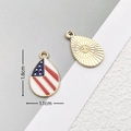 Teardrop American flag charm in gold-plated alloy with dimensions 1.8cm by 1.1cm - 2814 Teardrop