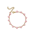 Bohemian gold plated stainless steel bracelet with pink evil eye triangle charms - Pink