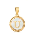 18K gold-plated stainless steel necklace with mother of pearl letter U pendant - Letter U