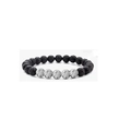 8mm schwarzes Lavastein- und weißes Türkis-Perlenarmband mit Marmormuster-Akzenten - Lavastein & Howlith