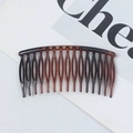 Deep brown amber 17-tooth round hair comb for women's secure hairstyle fixing - 15 Teeth Fine Round Head / Coffee Tortoiseshell
