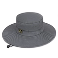 Dark grey breathable mesh sun hat with wide brim and adjustable chin strap - Adjustable / Dark Gray