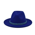 Close-up of royal blue fedora hat with decorative light blue plastic chain detail - Adult Size / Blue Hat Blue Chain