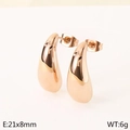Orecchini a goccia vuoti in oro rosa e acciaio inossidabile placcato 18k lucido - 21x8mm / Oro Rosa (KE120502-KFC)