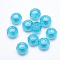 Light blue faceted crystal glass beads for DIY jewelry making displayed on white background - 8*14MM Coreless / Lake Blue