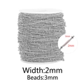 Edelstahl DIY Schmuckkette in Silber 2mm Breite mit 3mm Perlen auf der Spule - Breite 2mm / Stahlfarbe