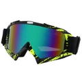 Ski goggles with yellow graffiti frame and colorful rainbow mirrored lens for outdoors - Green Graffiti Frame Green Mirror