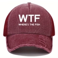 Cappellino trucker bordeaux vintage con stampa bianca WTF e rete traspirante unisex - Taglia unica / Borgogna