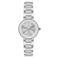 Elegant silver stainless steel ladies watch with roman numerals and crystal markers - Gray