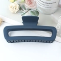 Matte navy blue rectangular leopard print hair claw clip for elegant hairstyles - Rubber Navy Blue