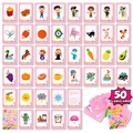 Set di 50 flashcard educative per bambini con temi su cibo, animali e sport - Immaginazione Tipo A