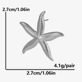 Pendientes de estrella de mar en acero 304 plateado de 2.7cm y 4.1g por par - Pendientes de Botón de Estrella de Mar / Plateado