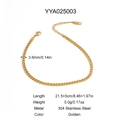 Detail of 3.6mm gold stainless steel double-layer anklet with size and weight dimensions - Cuban Chain Style (YYA025003)