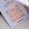 Silver jewelry nail art stickers with diamonds and metallic heart patterns on card - MJ-006 Silver Foil (Heart & Lines)