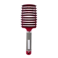 Curved vent hairbrush with boar bristles in red and grey, professional styling comb - Red