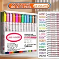 24-color double-line outline markers in a plastic case for DIY and drawing - 24 Colors White Barrel
