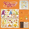 Detail of 6-piece Thanksgiving gnome window clings with 62 autumn-themed decals - Gnome & Pumpkin Style (A025)